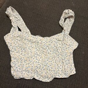 Floral Women's Crop Top in Blue and Yellow